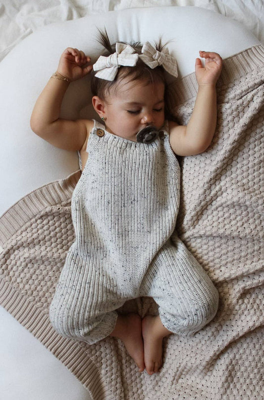 Chunky Knit Overalls - Black Speckle